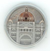 Image 2 for 2015 Cook Islands 2oz Silver Antiqued Proof Coin - Flinders Street Station