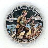 Image 2 for 2015 Solomon Islands Coloured Silver Proof - First World War Gallopoli Landing