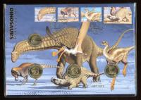 Image 1 for 2022 Australian Dinosaurs Prestige PNC with 4 Coins and Gold Foil Overprint 067-500