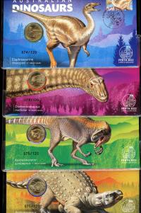 Image 1 for 2022 Australian Dinosaurs Set of 4 PNCs 074 and 075 - Perth Stamp and Coin Show Limited to only 120