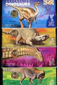 Image 1 for 2022 Australian Dinosaurs Set of 4 PNCs 075 076 077 078 - Perth Stamp and Coin Show Limited to only 120