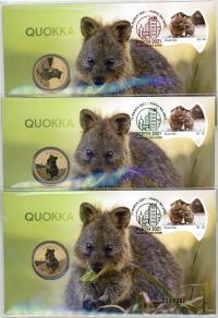 Image 1 for 2021 Quokka PNC Perth Stamp & Coin Show Complete Set of Three Dated 12-13-14 March Individually (Red Black Green Postmarks)