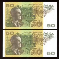 Image 2 for 1993 Consecutive Pair of $50 Fraser Evans WUF 966461-62 aUNC