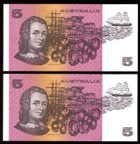 Image 2 for 1990 $5 Pair Fraser-Cole QLX 667871-872 UNC