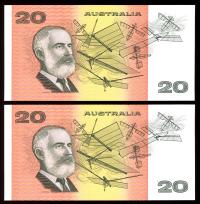 Image 2 for 1993 $20 Pair Fraser-Evans AAS 254248-49 UNC