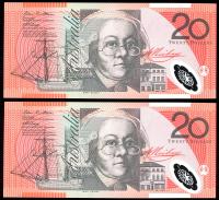Image 2 for 2007 Consecutive Pair $20 Polymer BG07 402768-769 UNC