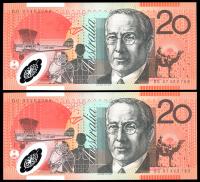 Image 1 for 2007 Consecutive Pair $20 Polymer BG07 402768-769 UNC