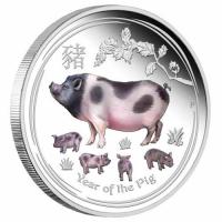 Image 1 for 2019 Australian Lunar Year of the Pig 2oz Coloured Silver Coin ANDA Issue