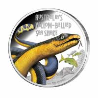 Image 1 for 2013 Tuvalu Australian Yellow Bellied Sea Snake 1oz Coloured Silver Proof