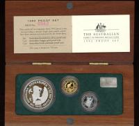 Image 1 for 1992 3 Coin Precious Metal Proof Set 1oz Silver Quarter oz Gold and Quarter oz Platinum
