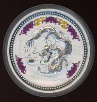 Image 1 for 2000 $30 Australian Lunar Series I Year of the Dragon 1 Kg Coloured Silver Coin with Diamond Eyes