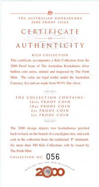 Image 4 for 2000 Kilo Kookaburra Four Coin Proof Set - 1kg, 10oz, 2oz & 1oz