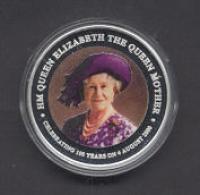 Image 3 for 2000 Cook Islands 1oz Coloured Silver Dollar - Queen Mother 100 Years