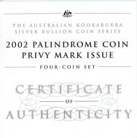 Image 3 for 2002 2oz Kookaburra Palindrome Privy Mark Set of 4
