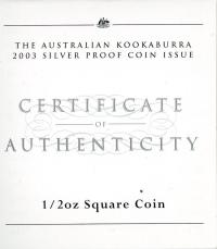 Image 4 for 2003 Australian Half Ounce Square Kookaburra Proof Coin