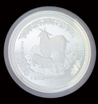 Image 1 for 2003 Year Of The Goat 1 KILO Silver Proof Coin in Capsule