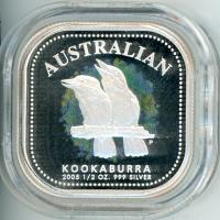 Image 2 for 2005 Australian Half oz Coloured Square Kookaburra Proof