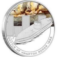 Image 2 for 2010 Cook Islands Famous Naval Battles 1oz Coloured Silver Proof - Hampton Roads