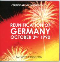 Image 4 for 2010 Tuvalu Reunification of Germany 1oz Coloured Silver Proof