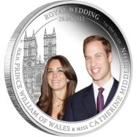 Image 2 for 2011 1oz Coloured Silver Proof Coin - Royal Wedding HRH Prince William & Miss Catherine Middleton