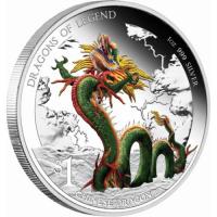 Image 2 for 2012 Tuvalu Coloured 1oz Silver Proof Dragons of Legend - Chinese Dragon