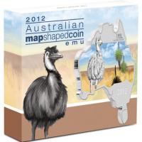 Image 1 for 2012 Australian Map Shaped Coloured 1oz Silver Coin  - Emu