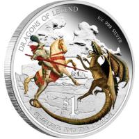 Image 2 for 2012 Tuvalu Coloured 1oz Silver Proof Dragons of Legend - St George and the Dragon