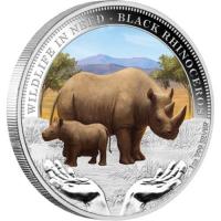 Image 2 for 2012 Tuvalu Wildlife In Need 1oz Coloured Silver Coin - Black Rhinoceros