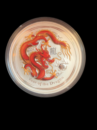 Image 2 for 2012 One Kilo Year of the Dragon Coloured Coin with Gemstone Eye