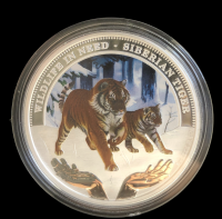 Image 3 for 2012 Tuvalu Wildlife In Need 1oz Coloured Silver Coin - Siberian Tiger