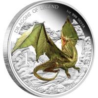 Image 2 for 2013 Tuvalu Coloured 1oz Silver Proof Dragons of Legend - European Green Dragon