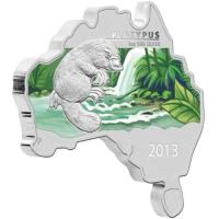 Image 2 for 2013 Australian Map Shaped Coloured 1oz Silver Coin  - Platypus
