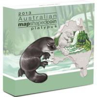 Image 1 for 2013 Australian Map Shaped Coloured 1oz Silver Coin  - Platypus