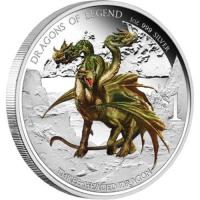 Image 2 for 2013 Tuvalu Coloured 1oz Silver Proof Dragons of Legend - Three Headed Dragon