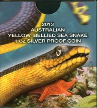 Image 3 for 2013 Tuvalu Australian Yellow Bellied Sea Snake 1oz Coloured Silver Proof