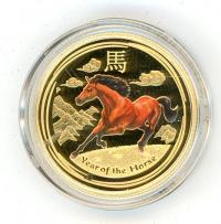 Image 2 for 2014 Australian One Quarter oz Coloured Gold Coin - Year of the Horse