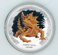 Image 2 for 2014 Tuvalu 1oz Coloured Silver Proof Coin Australia's Remarkable Reptiles- Thorny Devil Lizard