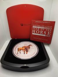 Image 1 for 2014 One Kilo Year of the Horse Coloured Coin with Diamond Gemstone Eye