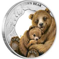 Image 2 for 2014 Tuvalu Coloured Proof Fifty Cent Mothers Love - Brown Bear