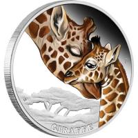 Image 2 for 2014 Tuvalu Coloured Fifty Cent Mothers Love - Giraffe