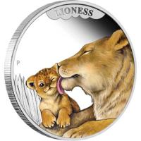 Image 2 for 2014 Tuvalu Coloured Proof Fifty Cent Mothers Love - Lioness