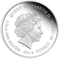 Image 3 for 2014 Tuvalu Coloured Proof Fifty Cent Mothers Love - Lioness
