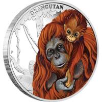 Image 2 for 2014 Tuvalu Coloured Proof Fifty Cent Mothers Love - Orangutan