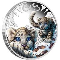 Image 2 for 2016 Tuvalu Coloured Proof Fifty Cent The Cubs - Snow Leopard