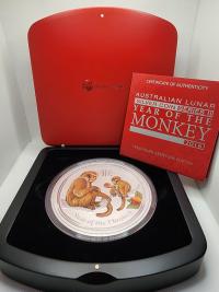 Image 1 for 2016 One Kilo Year of the Monkey Coloured Coin with Cognac Diamond Eye