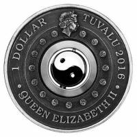 Image 2 for 2016 1oz Silver Antiqued Coin with Rotating Charm - Yin Yang