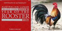 Image 4 for 2017 Australian Lunar Series II Year of the Rooster 3 Coin Proof Set