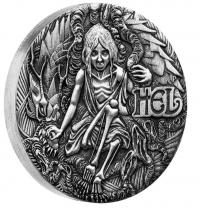 Image 2 for 2017 Tuvalu Norse Goddesses 2oz Antiqued Silver Coin - Hel