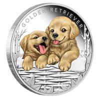Image 2 for 2018 Tuvalu Coloured Proof Fifty Cent Puppies - Golden Retriever