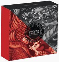 Image 1 for 2019 Dragon and Phoenix 5oz Silver Antiqued Coin